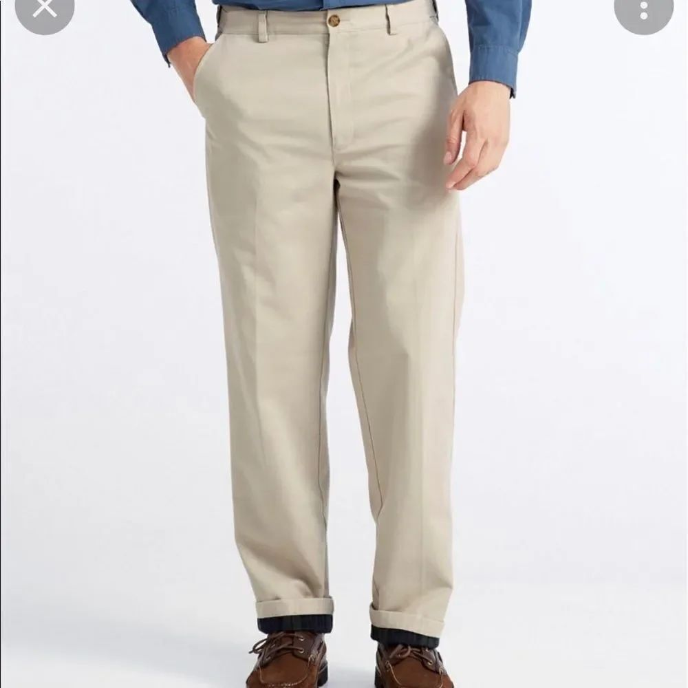 L.L. Bean Double L Comfort Waist Flannel Lined Chino Pants sz 37/29